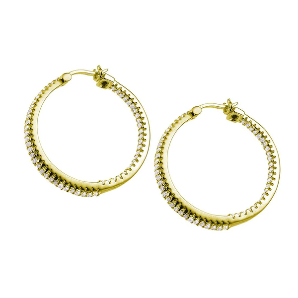 Sterling Silver/Gold Plated Cubic Zirconia Hoops Puckett's Fine Jewelry Benton, KY