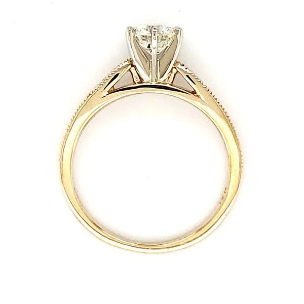 14K Yellow Gold Six Prong Milgrain Solitaire Diamond Engagement Ring Image 3 Quality Gem LLC Bethel, CT