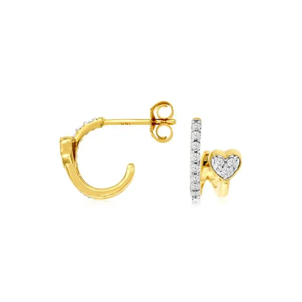 14K Yellow Gold Curling Heart Diamond Earrings Quality Gem LLC Bethel, CT