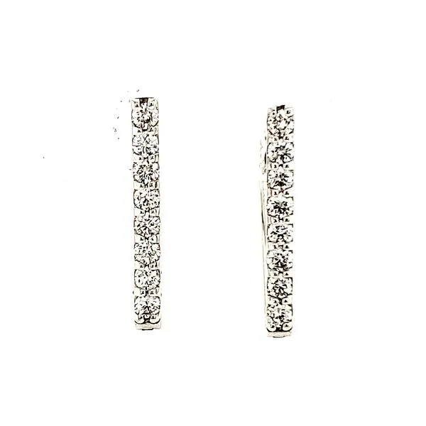 14K White Gold Triangle Diamond Hoop Earrings Image 2 Quality Gem LLC Bethel, CT