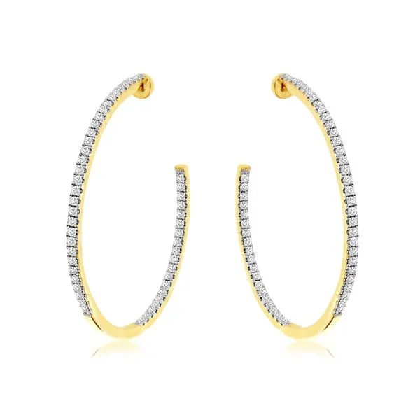 14K Yellow Gold Diamond Hoop Post Earrings Quality Gem LLC Bethel, CT