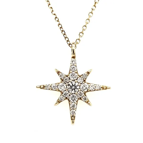 14K Yellow Gold Pavé Starburst Diamond Pendant Quality Gem LLC Bethel, CT
