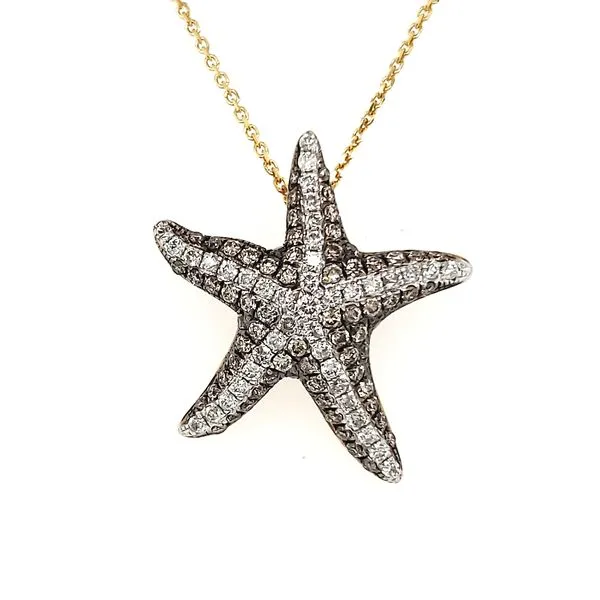 14K Yellow Gold Champagne Diamond Pavé Starfish Pendant Quality Gem LLC Bethel, CT