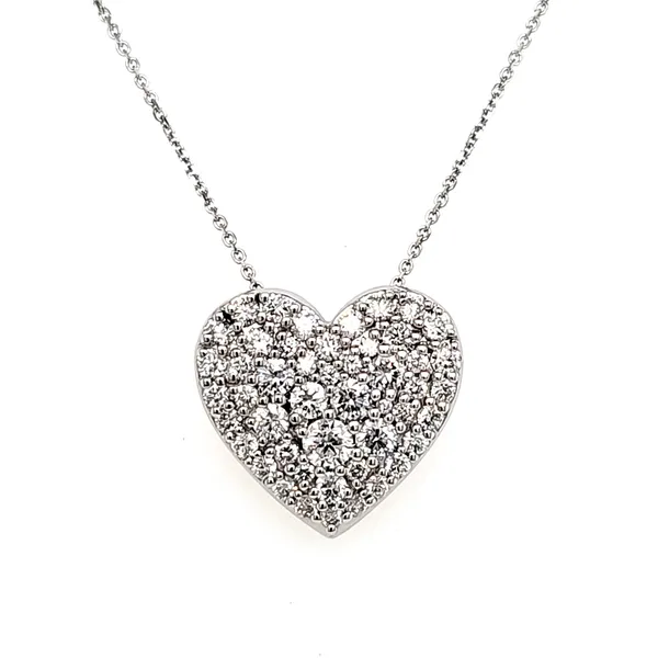 14K White Gold Diamond Heart Pendant Length 18 Inches Quality Gem LLC Bethel, CT