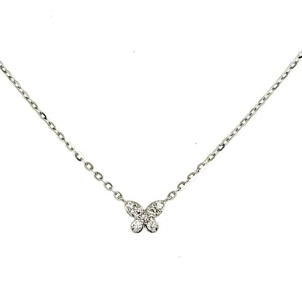 14K White Gold Diamond Butterfly Necklace Length 18 Inches Quality Gem LLC Bethel, CT