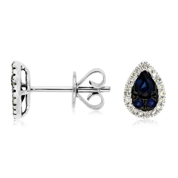 14K White Gold Sapphire Cluster & Diamond Halo Stud Earrings Quality Gem LLC Bethel, CT