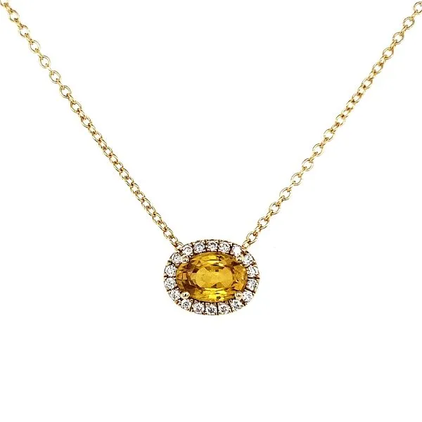 14K Yellow Gold Yellow Sapphire and Diamond East West Slide Pendant Length 18 Inches Quality Gem LLC Bethel, CT
