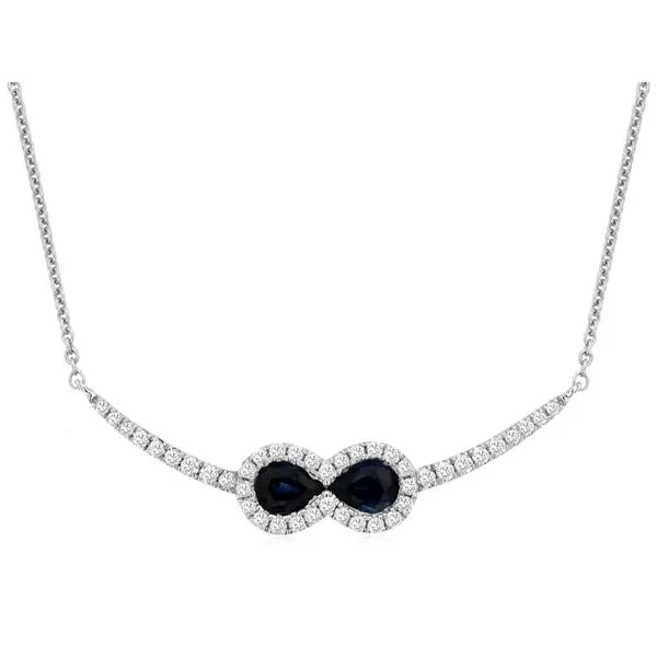 14K White Gold Infinity Sapphire & Curve Diamond Necklace Quality Gem LLC Bethel, CT