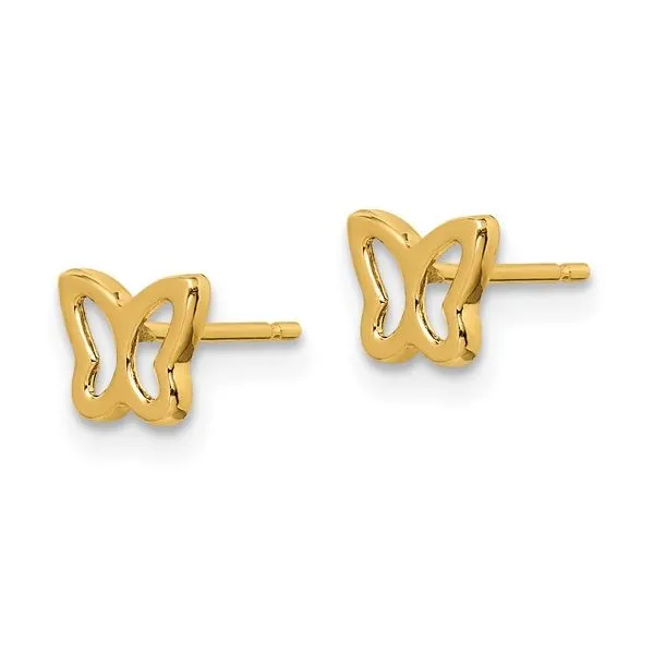14K Yellow Gold Butterfly Cut Out Stud Earrings Image 2 Quality Gem LLC Bethel, CT