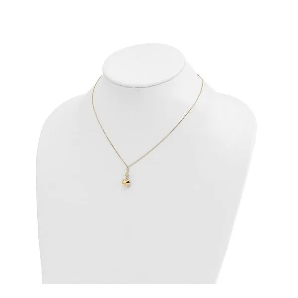 14K Yellow Gold Heart with Beads Necklace Length 18 Inches Image 2 Quality Gem LLC Bethel, CT