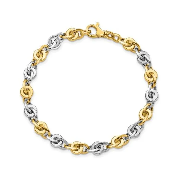 14K Two Tone Fancy Link Gold Bracelet Length 7.5 Inches Quality Gem LLC Bethel, CT