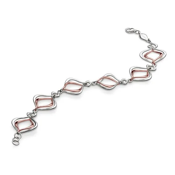 Sterling Silver & Rose Gold Plate Entwine Link Bracelet Quality Gem LLC Bethel, CT