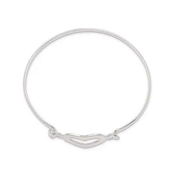 Sterling Silver Heart Bangle Bracelet Image 2 Quality Gem LLC Bethel, CT