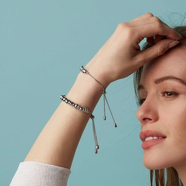 Sterling Silver Rhodium Plated Coast Tumble Half Row Bolo Bracelet Length 9.8 Inches Adjustable Image 2 Quality Gem LLC Bethel, CT