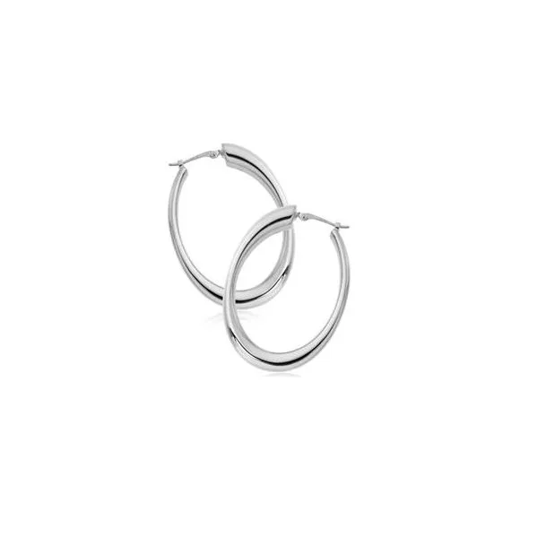 Medium Oval Sculpted Sterling Silver Hoop Quality Gem LLC Bethel, CT