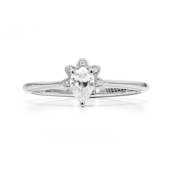 14K White Gold 0.31ctw G-H/SI Half Halo Pear Shaped Diamond Ring Raleigh Diamond Fine Jewelry Raleigh, NC