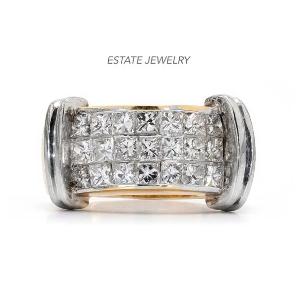Estate 14K White & Yellow Gold 1.50ctw Invisible Set G-H/SI1-2 Diamond Band Raleigh Diamond Fine Jewelry Raleigh, NC