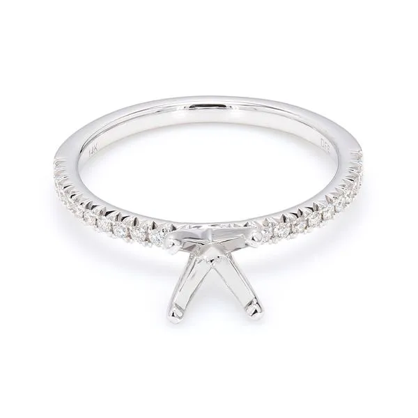 14K White Gold Diamond Accented Shank Semi-mount Engagement Ring 0.13 CTW Raleigh Diamond Fine Jewelry Raleigh, NC