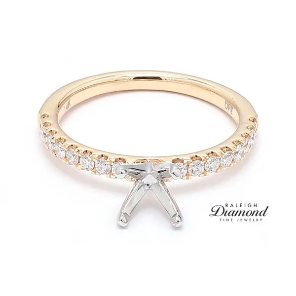 14K Yellow Gold 0.33ctw Diamond Accented Semi-mount Engagement Ring Raleigh Diamond Fine Jewelry Raleigh, NC
