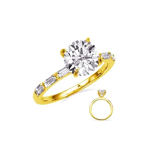 14K Yellow Gold 0.33ctw Baguette + RBC Diamonds Semi-Mount Ring Raleigh Diamond Fine Jewelry Raleigh, NC