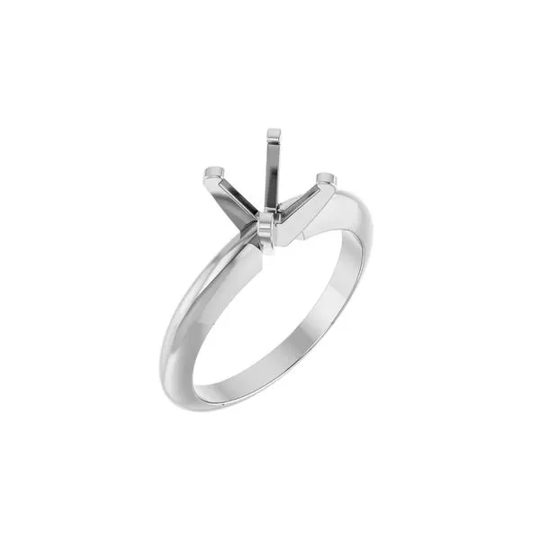 14K White Gold 6.5mm Round Solitaire Engagement Ring Semi-Mount Size 6 Raleigh Diamond Fine Jewelry Raleigh, NC