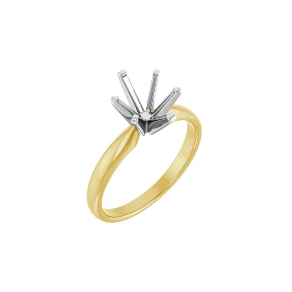 14K White & Yellow Gold 9 x 7 mm Oval Solitaire Engagement Ring Mounting Size 7 Image 2 Raleigh Diamond Fine Jewelry Raleigh, NC