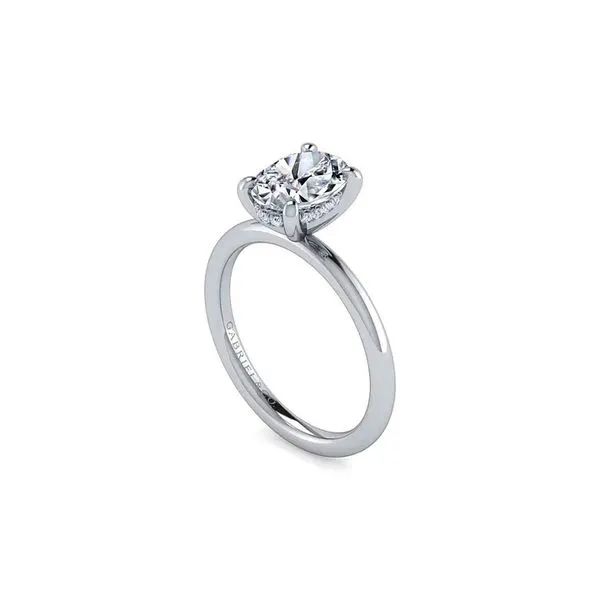 14K White Gold 0.05ctw G-H/SI+ Hidden Halo Diamond Semi-Mount 2.37ct CZ Size 6.5 Raleigh Diamond Fine Jewelry Raleigh, NC