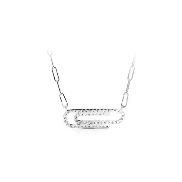 14K White Gold 0.40ctw Diamond Paperclip on Elongated Flat Link Chain Image 2 Raleigh Diamond Fine Jewelry Raleigh, NC