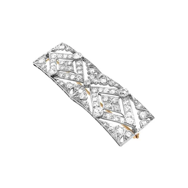 Estate 18K White Gold 2.00ctw Art Deco Pin with Diamonds Brooch Image 2 Raleigh Diamond Fine Jewelry Raleigh, NC