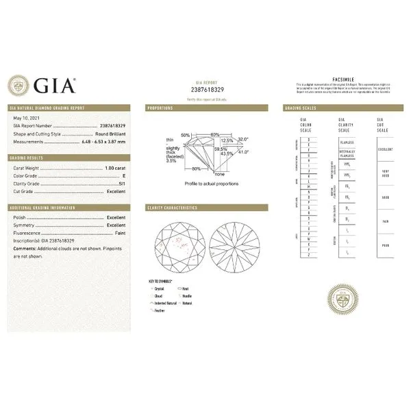 Natural Diamond 1.00ct E/SI1 RBC GIA Certified Image 2 Raleigh Diamond Fine Jewelry Raleigh, NC