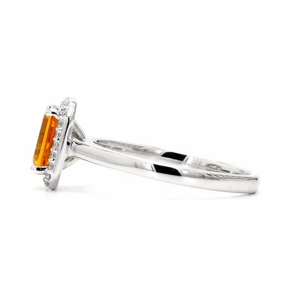 14K White Gold 0.92ctw Citrine Halo Semi-mount for 7x5mm Emerald Cut Diamond Image 2 Raleigh Diamond Fine Jewelry Raleigh, NC