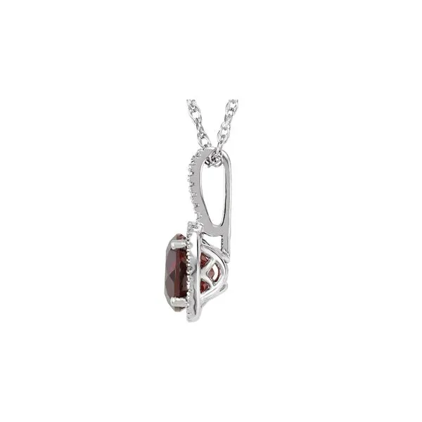 Sterling Silver 0.015ctw Garnet January Birthstone Diamond Necklace Image 2 Raleigh Diamond Fine Jewelry Raleigh, NC