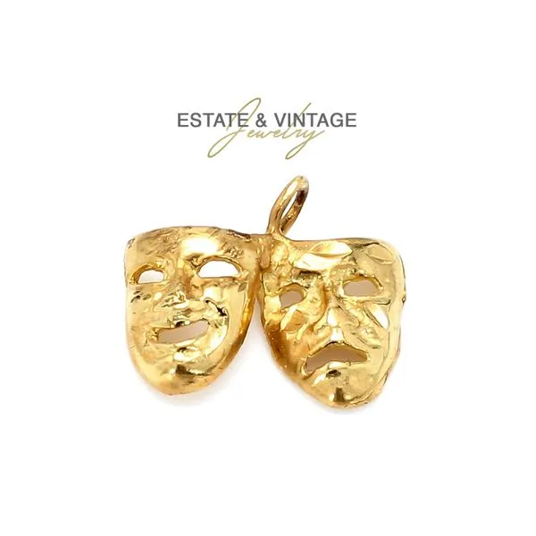 Estate 14K Yellow Gold Carnival Drama Masks Charm Raleigh Diamond Fine Jewelry Raleigh, NC