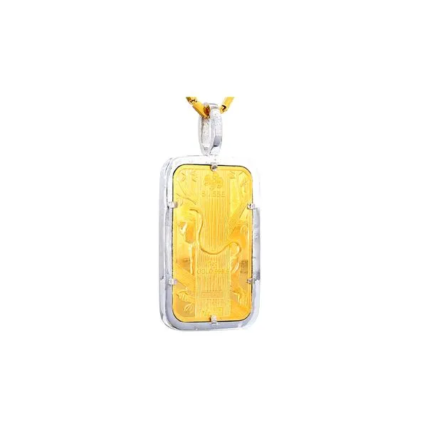 Estate 14K Pamp Gold Bar Pendant with 0.50ctw diamonds bezel Image 4 Raleigh Diamond Fine Jewelry Raleigh, NC