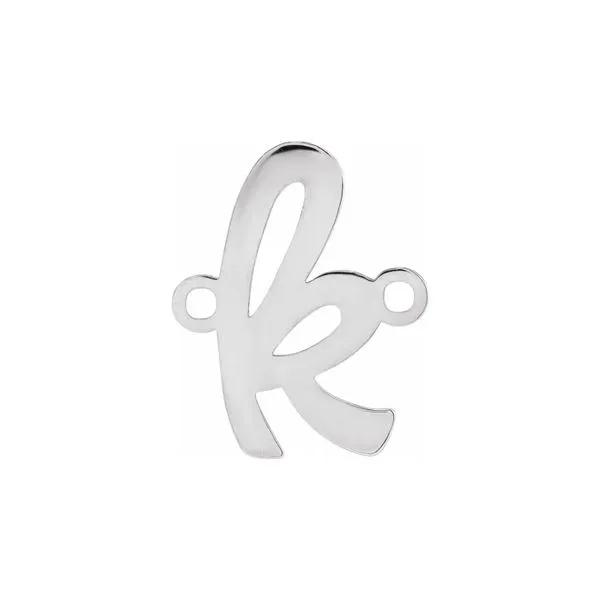 14K White Gold Semi-Polished Script Letter