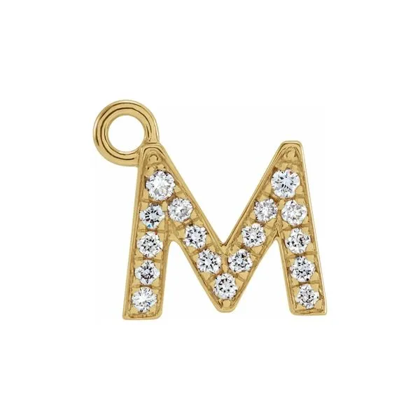 14K Yellow Gold Polished Petite Pave 0.06ctw I1/H+ Natural Diamond Letter