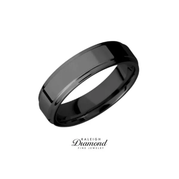 Lashbrook Cobalt Band Zirconium 6 mm Wide Flat Grooved Edges Satin Center Size 8.25 Raleigh Diamond Fine Jewelry Raleigh, NC