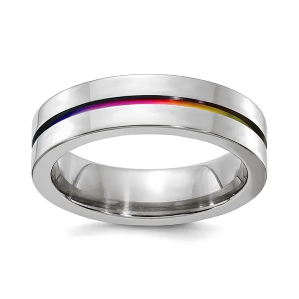 Edward Mirell Gray Titanium Multi-Anodized Flat 6mm Band Size 9 Raleigh Diamond Fine Jewelry Raleigh, NC