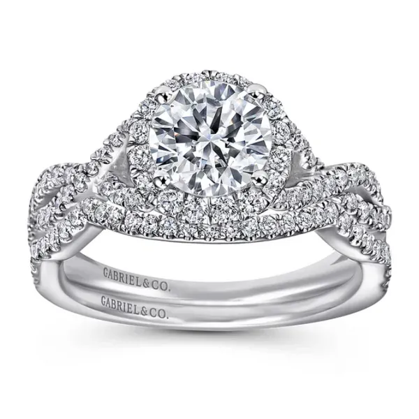 Striking White Gold Twist Halo Ring Image 5 Rasmussen Jewelers Spanish Fork, UT