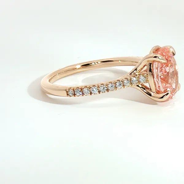 Rose Gold Oval Pink Lab Diamond Engagement Ring Image 3 Redlands Jewelers Redlands, CA