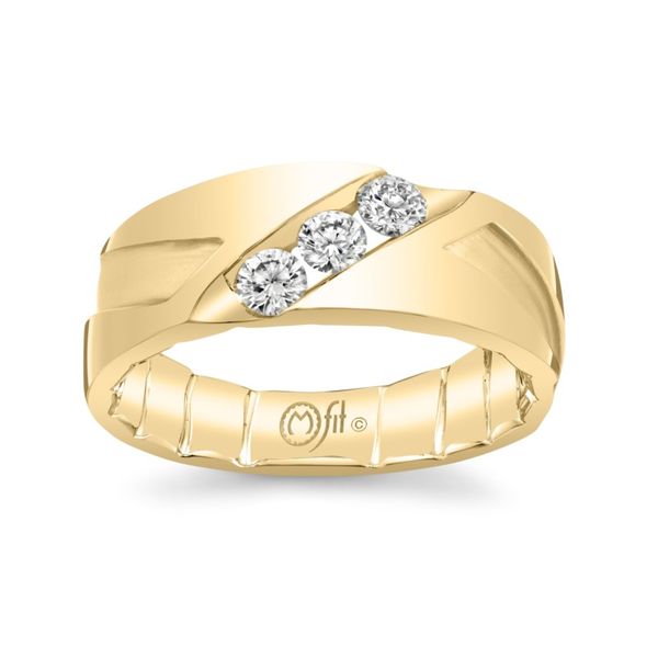 10k yellow gold mens band with diagonal set channel with diamonds Roberts Jewelers Jackson, TN