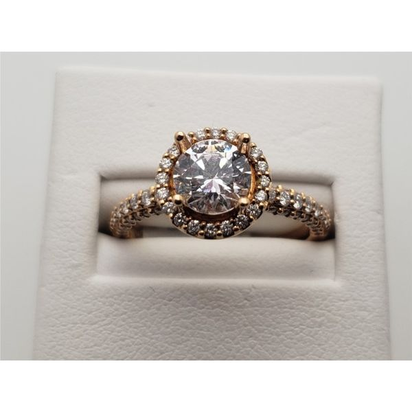 18k rose gold round semi-mount engagement ring Roberts Jewelers Jackson, TN
