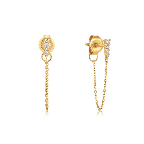 14kt Gold Natural Diamond Drop Chain Earrings Roberts Jewelers Jackson, TN