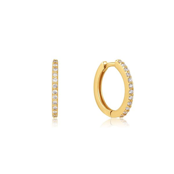 14kt Gold Natural Diamond Huggie Hoop Earrings Roberts Jewelers Jackson, TN