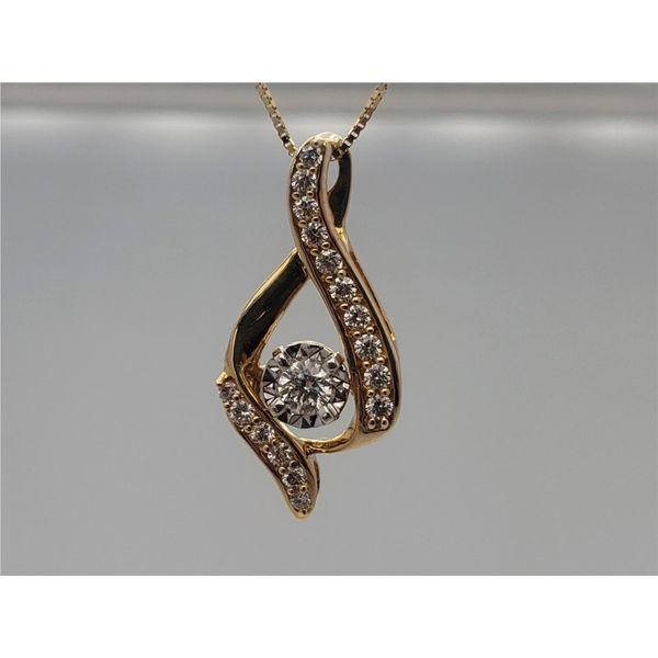 14k yellow gold twist pendant with diamond Roberts Jewelers Jackson, TN