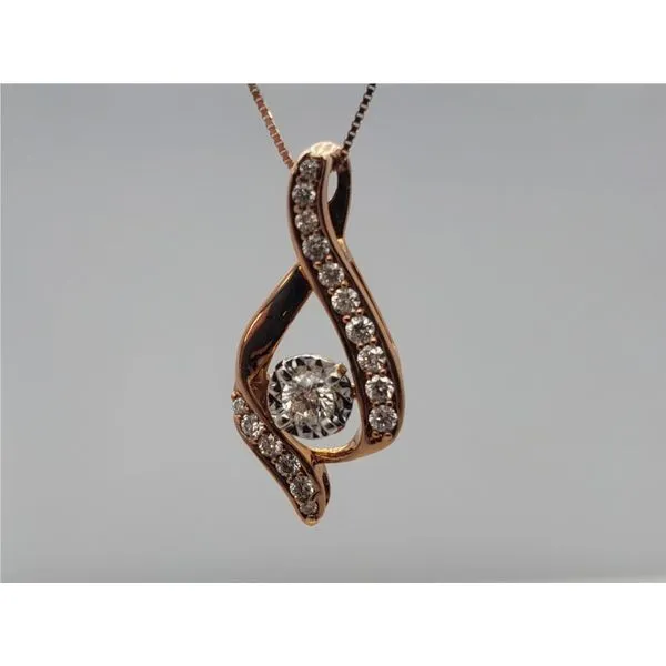 14k rose gold twist pendant with diamonds Roberts Jewelers Jackson, TN