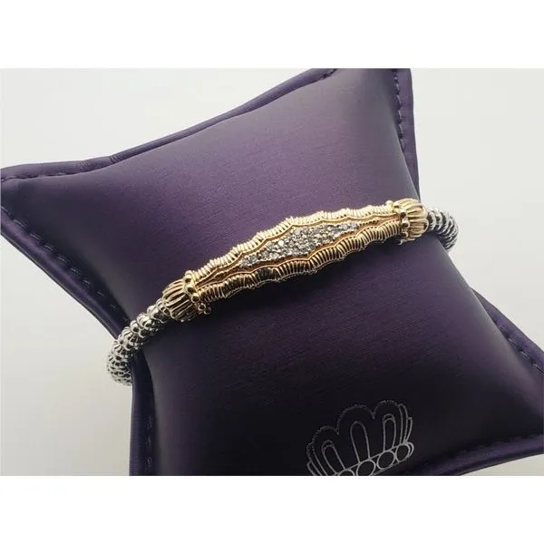 14k yellow gold and sterling silver open cuff bangle with diamonds Roberts Jewelers Jackson, TN