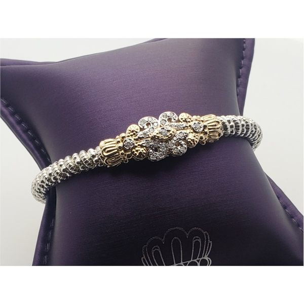 14k yellow gold and sterling silver scroll design bracelet diamonds Roberts Jewelers Jackson, TN