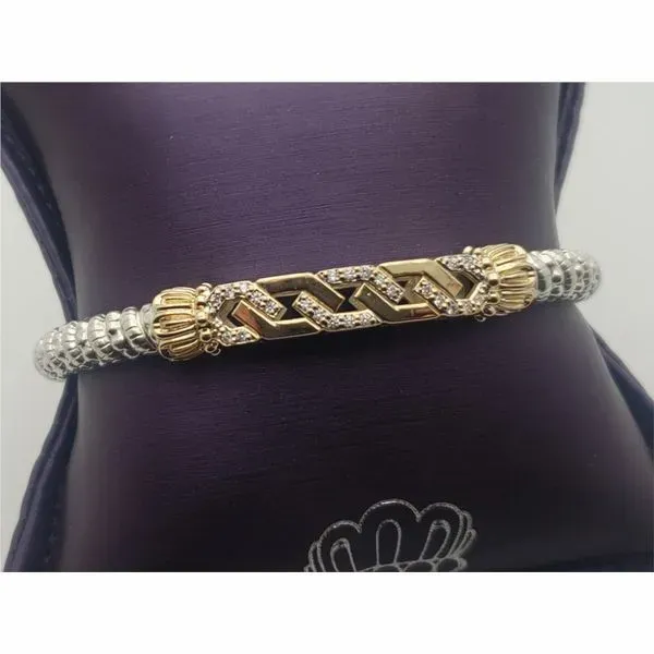 Sterling silver and 14k yellow gold link motif bracelet with diamonds Roberts Jewelers Jackson, TN