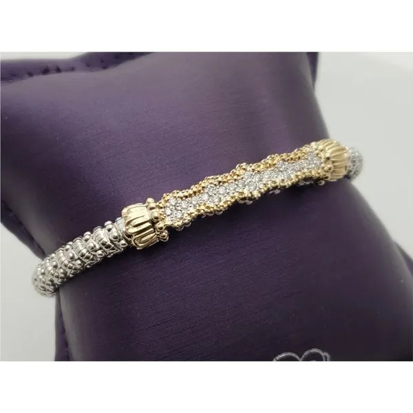 Sterling silver and 14k yellow gold closed bracelet with diamonds Roberts Jewelers Jackson, TN